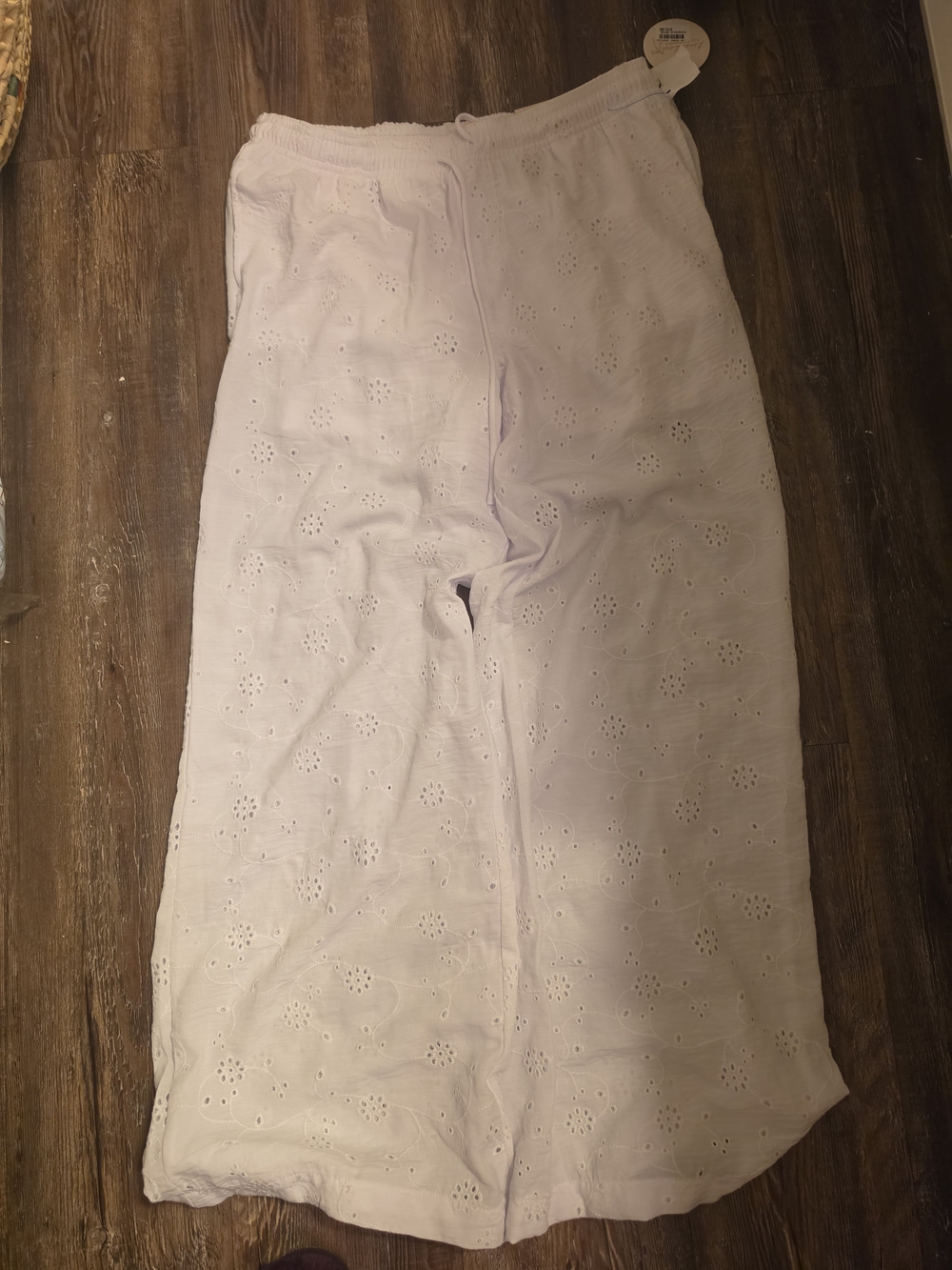 Light Lavender Wide-Leg Eyelet Pants - Unbranded